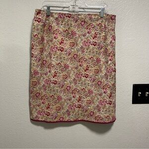Banana Republic Linen Blend Midi Floral Pull On Skirt Size 14